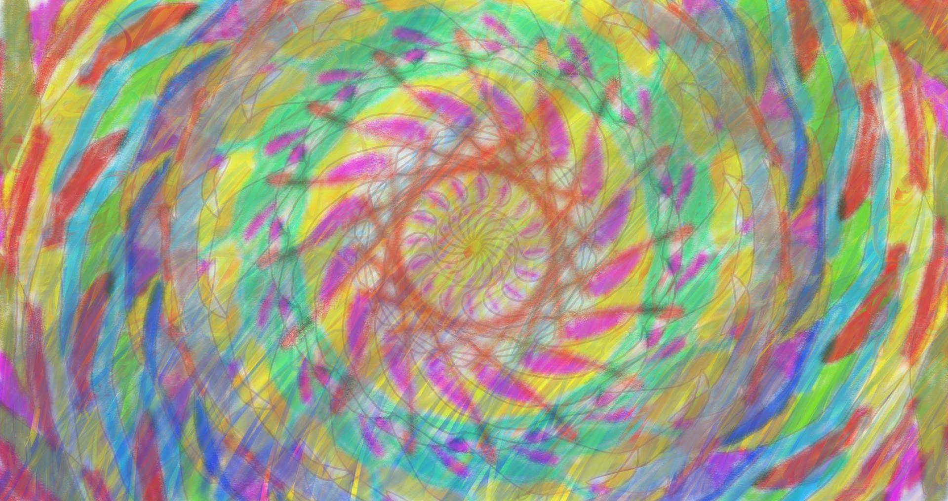 Pintura digital abstracta con forma de espiral multicolor