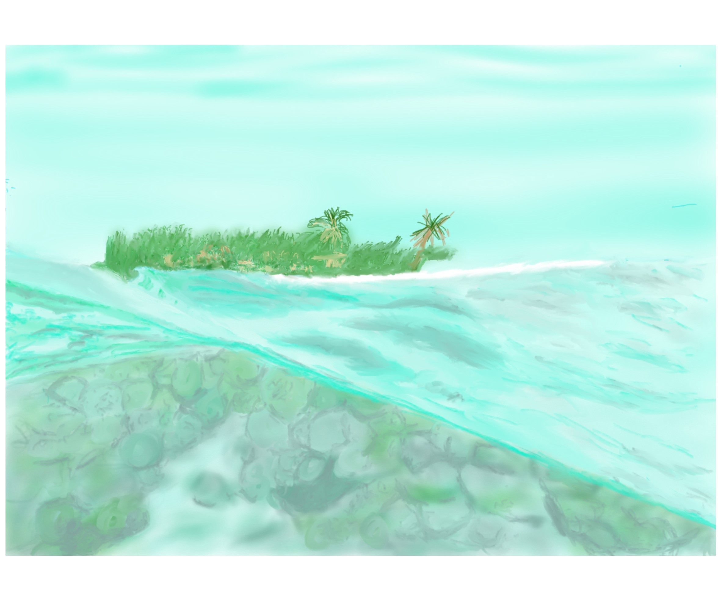 Isla tropical vista desde el agua