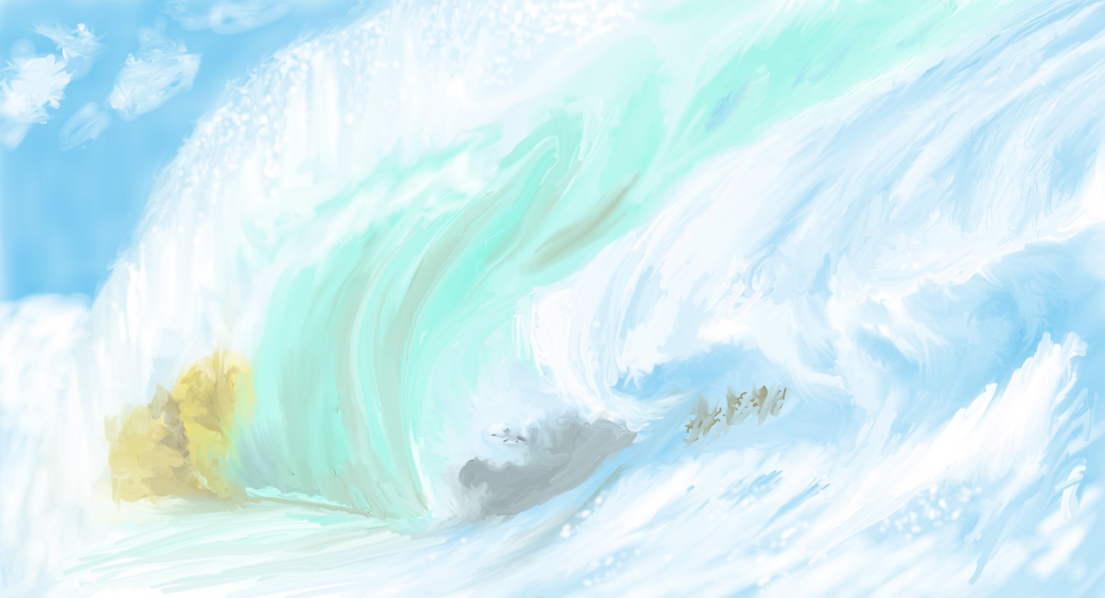 Pintura digital de una ola luminosa y abstracta