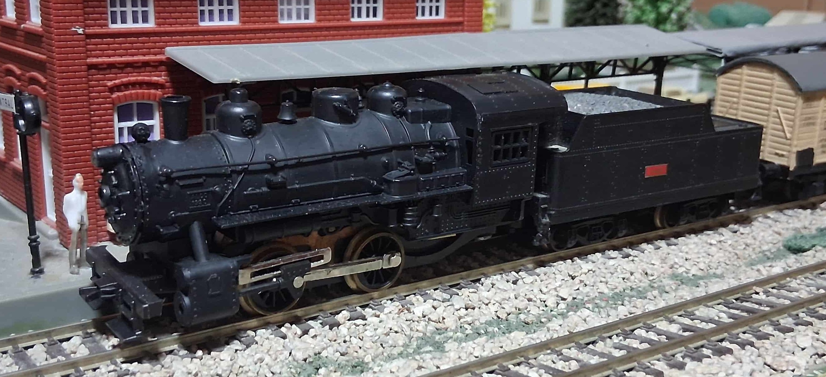 Primer plano de la locomotora de juguete